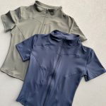 تیشرت جلو زیپ اسپندکس طوسی و سرمه ای